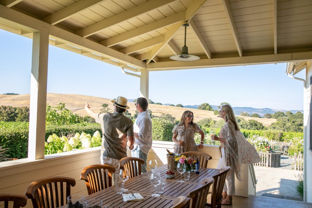 Visitors at the guest house